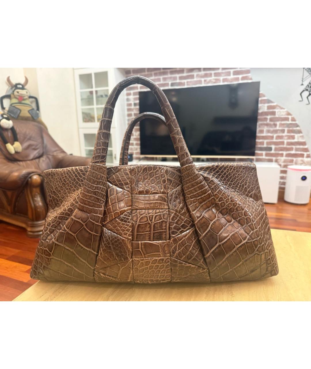 FERRAGAMO Коричневая кожаная сумка тоут, фото 8