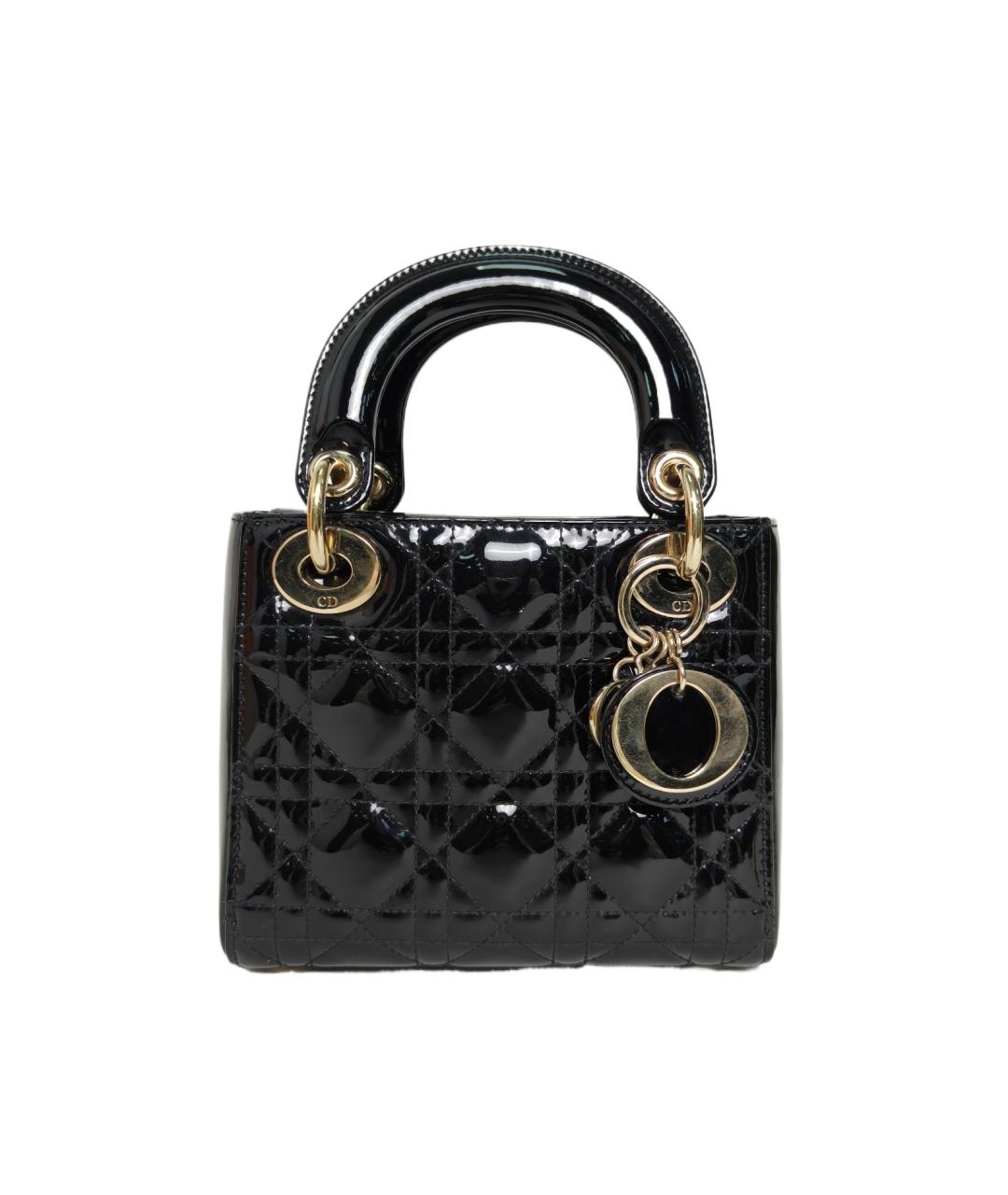 CHRISTIAN DIOR Черная сумка с короткими ручками из лакированной кожи, фото 10