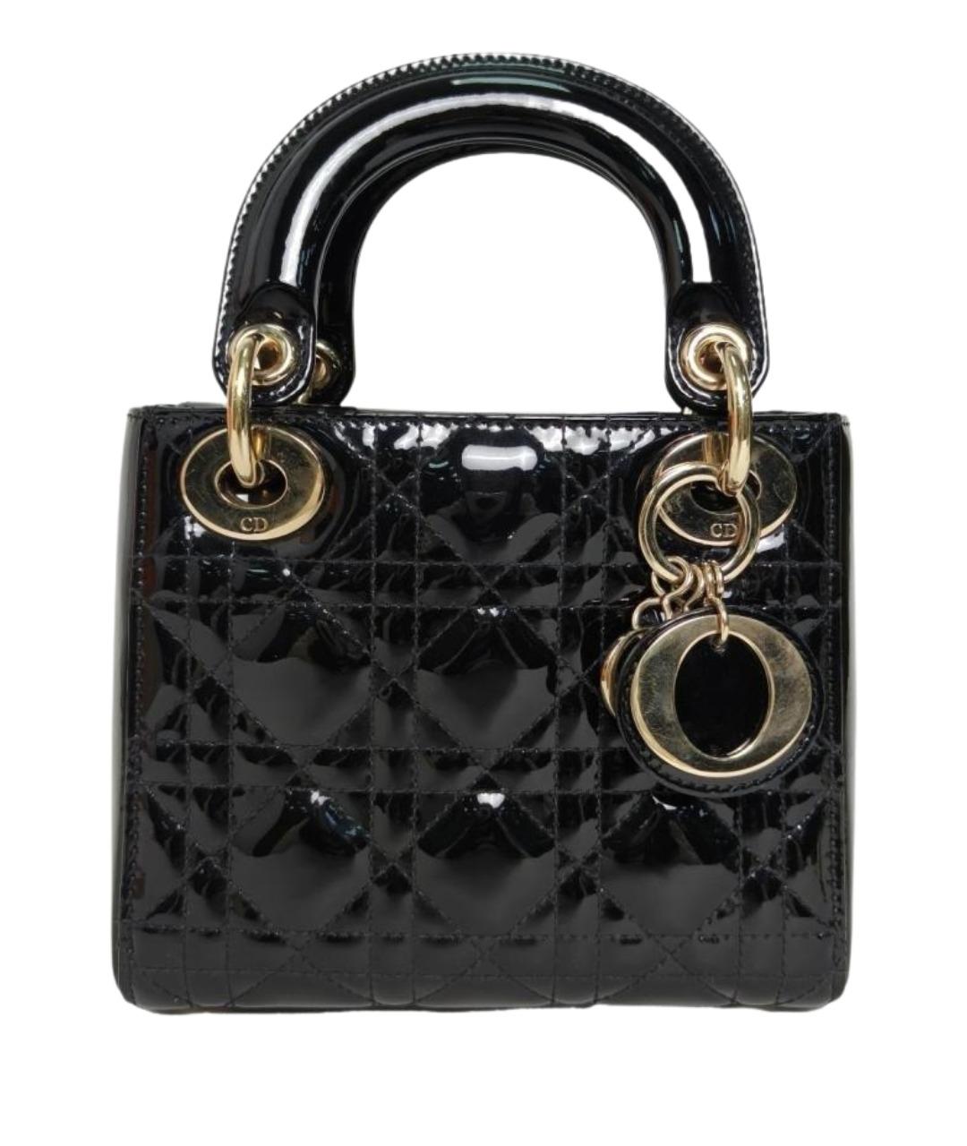 CHRISTIAN DIOR Черная сумка с короткими ручками из лакированной кожи, фото 1