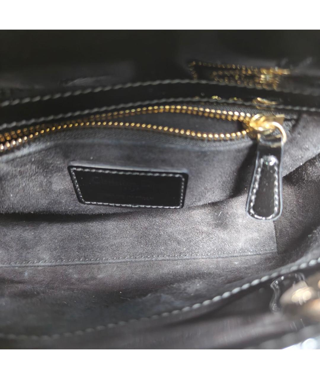 CHRISTIAN DIOR Черная сумка с короткими ручками из лакированной кожи, фото 8