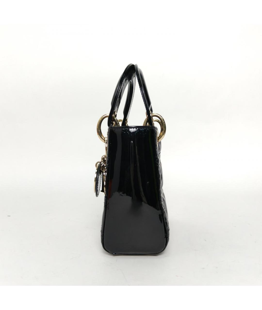 CHRISTIAN DIOR Черная сумка с короткими ручками из лакированной кожи, фото 5