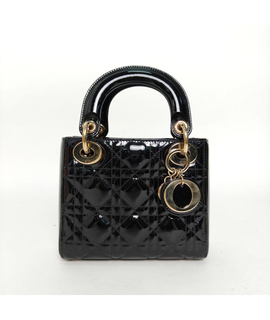 CHRISTIAN DIOR Черная сумка с короткими ручками из лакированной кожи, фото 2