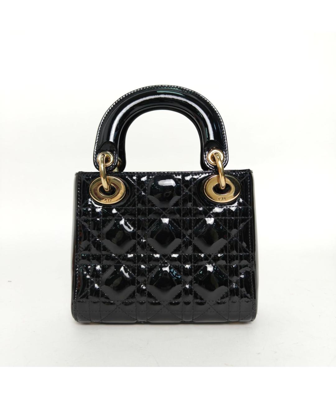 CHRISTIAN DIOR Черная сумка с короткими ручками из лакированной кожи, фото 4