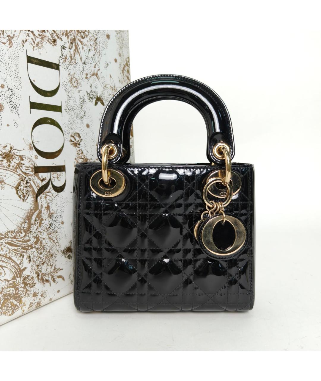 CHRISTIAN DIOR Черная сумка с короткими ручками из лакированной кожи, фото 9