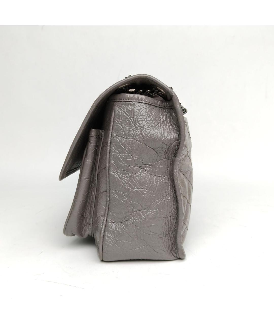 SAINT LAURENT Серая кожаная сумка через плечо, фото 3