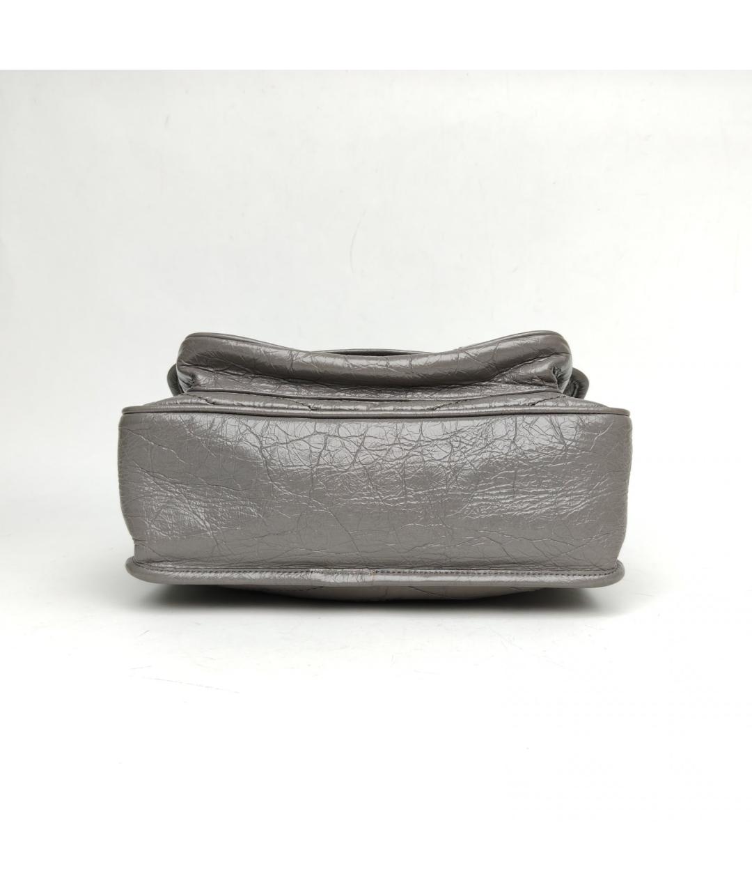 SAINT LAURENT Серая кожаная сумка через плечо, фото 6