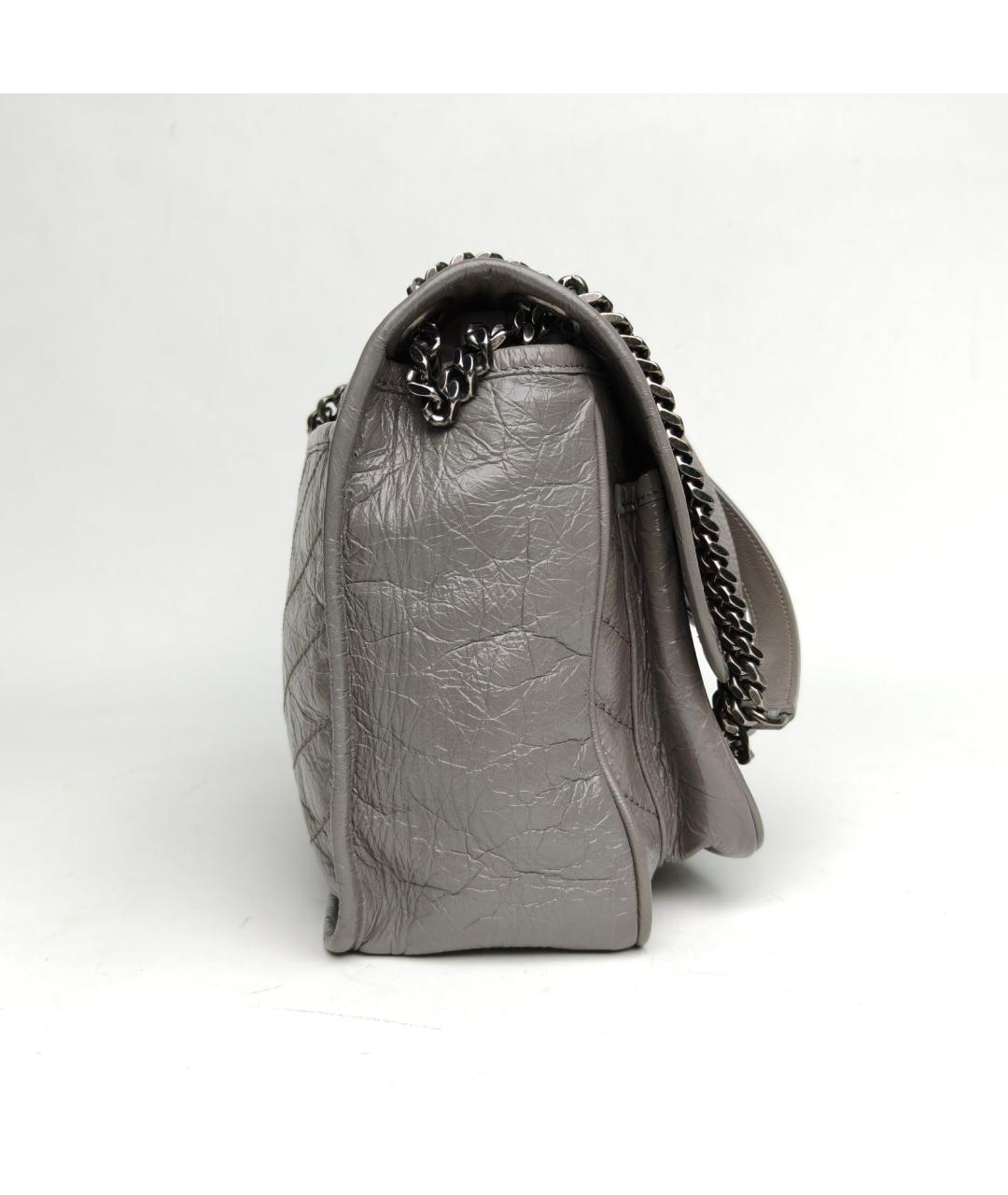 SAINT LAURENT Серая кожаная сумка через плечо, фото 5