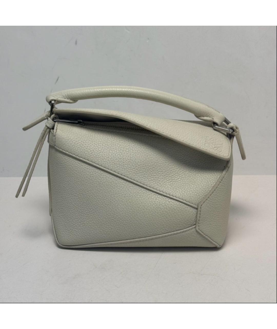 LOEWE Бежевая кожаная сумка с короткими ручками, фото 9