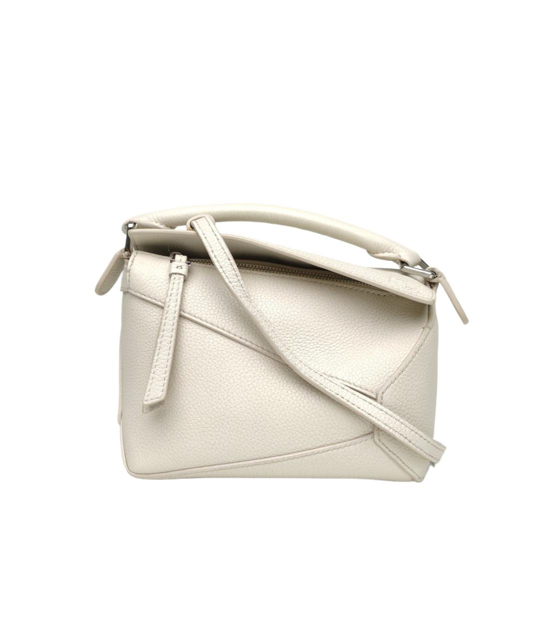 LOEWE Бежевая кожаная сумка с короткими ручками, фото 10