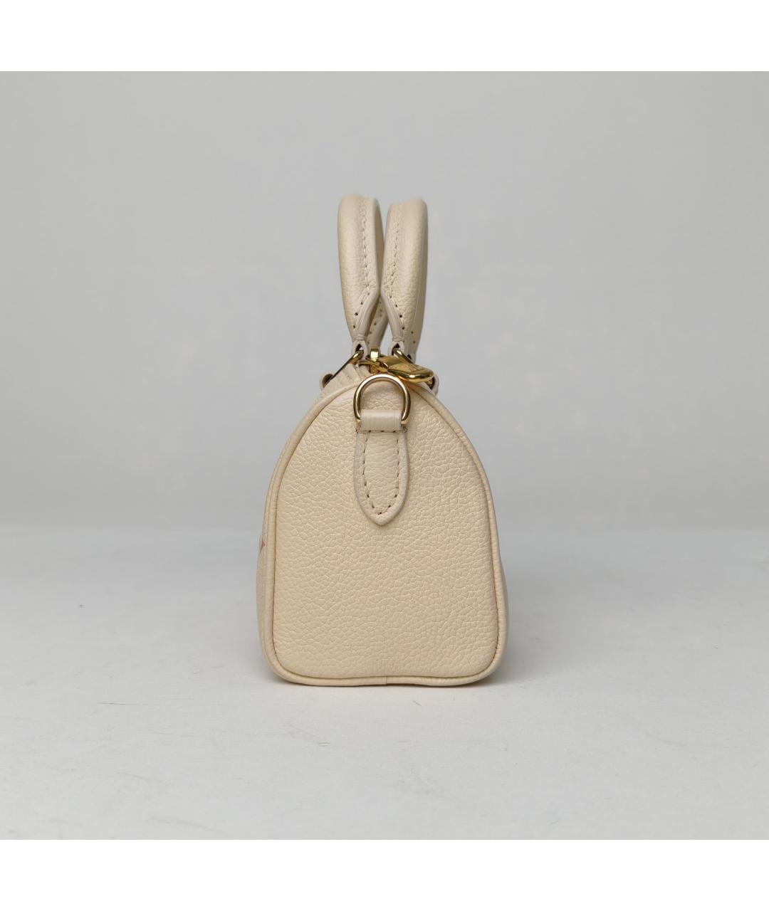 LOUIS VUITTON Бежевая кожаная сумка с короткими ручками, фото 3