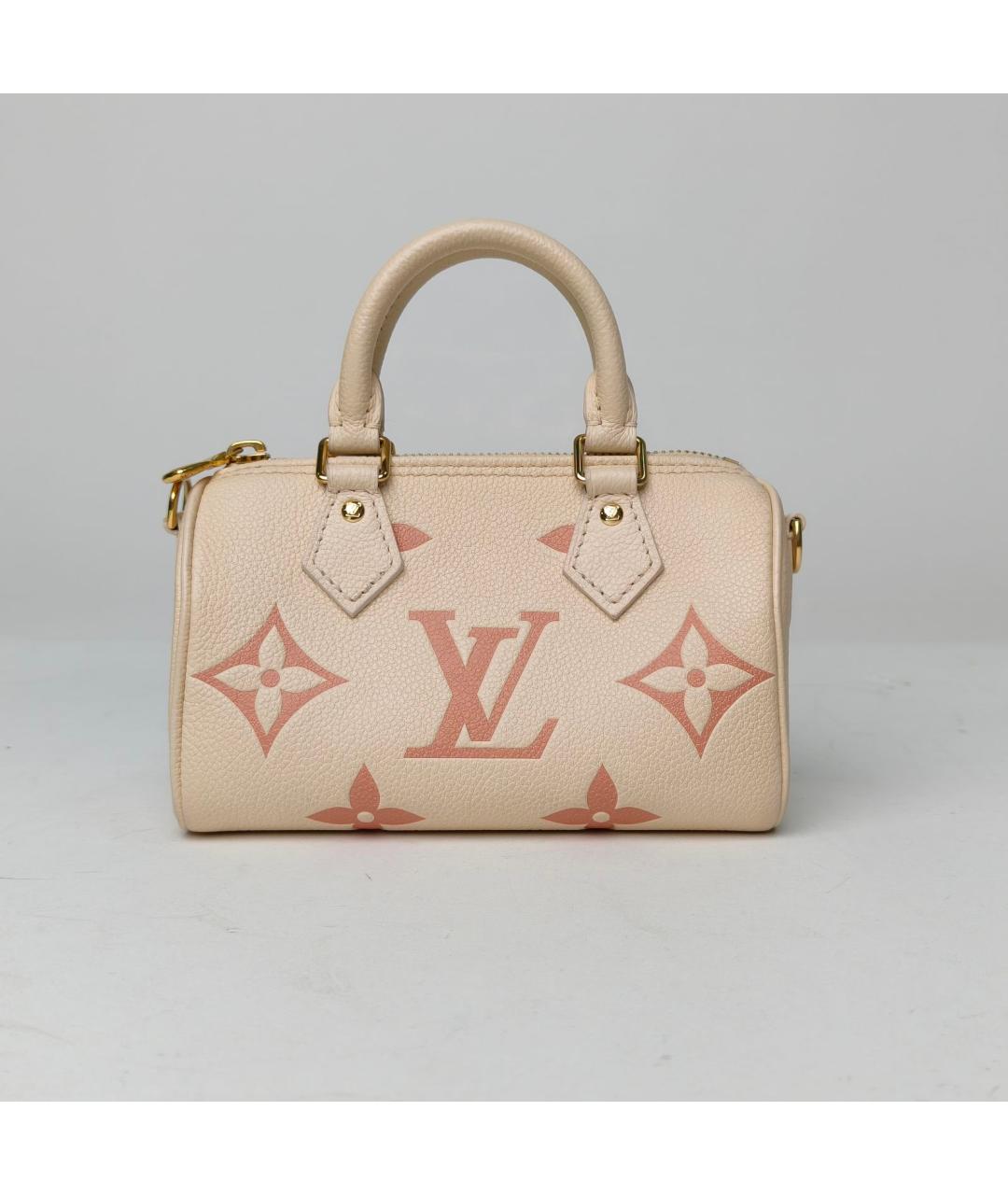 LOUIS VUITTON Бежевая кожаная сумка с короткими ручками, фото 4