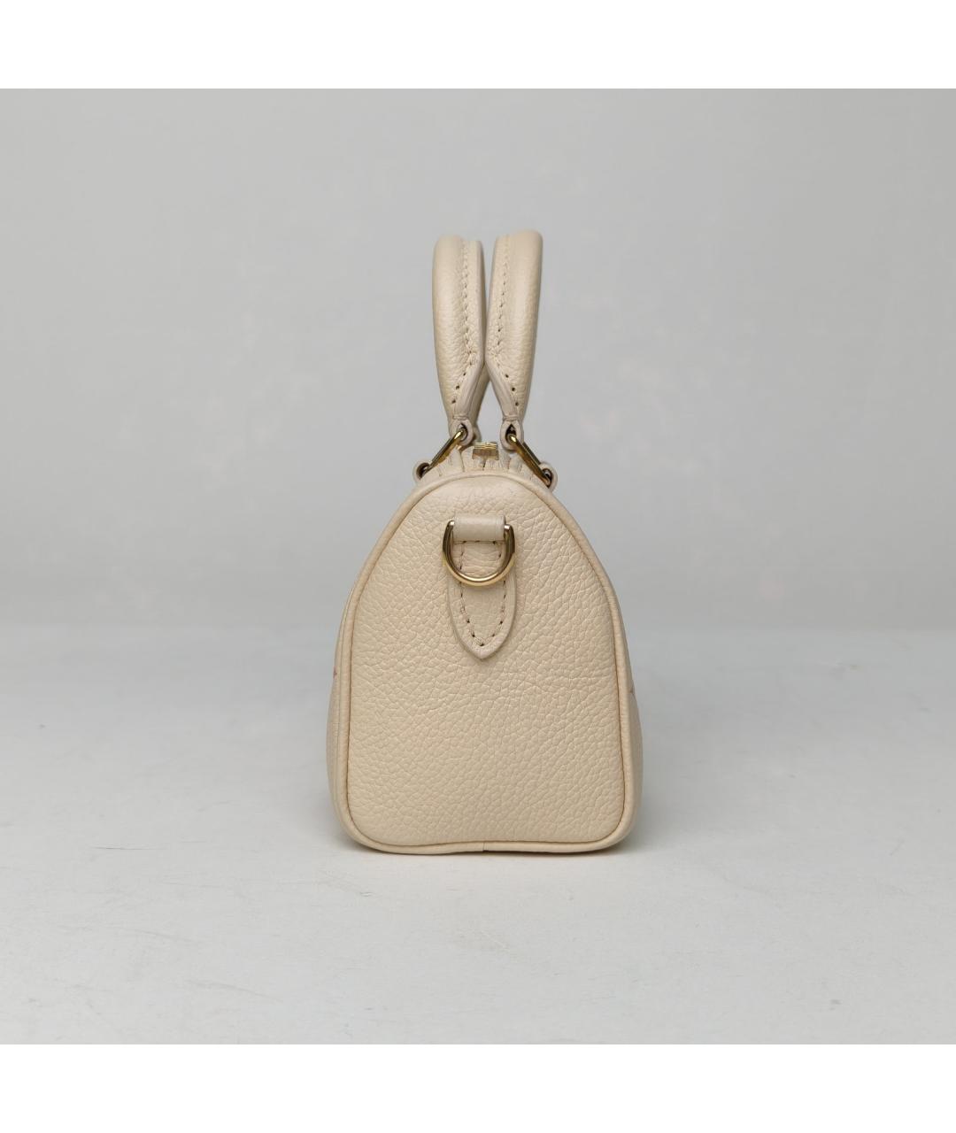 LOUIS VUITTON Бежевая кожаная сумка с короткими ручками, фото 5