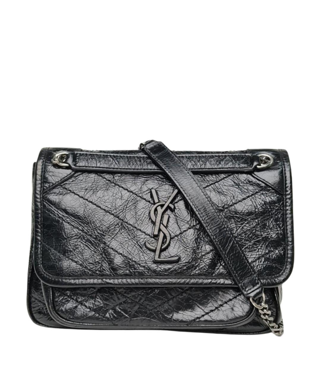 SAINT LAURENT Черная кожаная сумка через плечо, фото 1