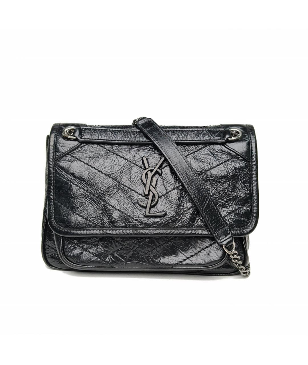 SAINT LAURENT Черная кожаная сумка через плечо, фото 2