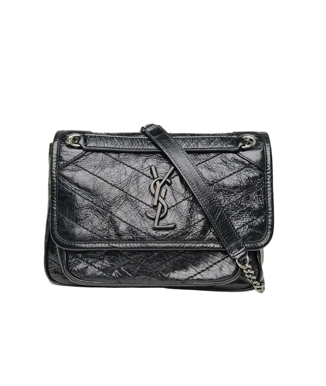SAINT LAURENT Черная кожаная сумка через плечо, фото 10