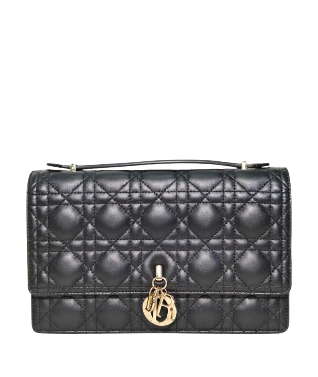 CHRISTIAN DIOR Черная кожаная сумка через плечо, фото 1