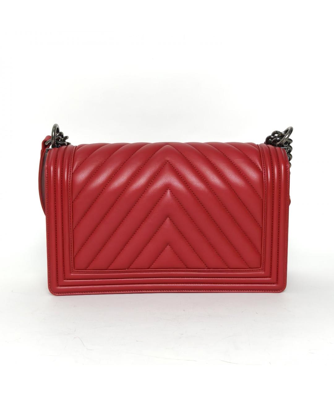 CHANEL Красная кожаная сумка через плечо, фото 4