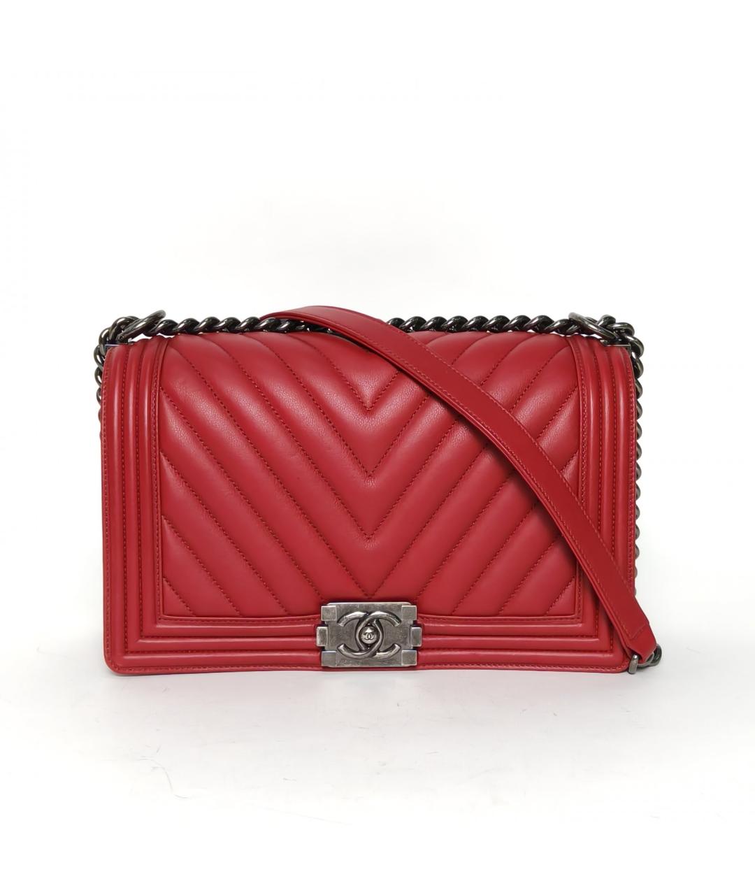CHANEL Красная кожаная сумка через плечо, фото 2