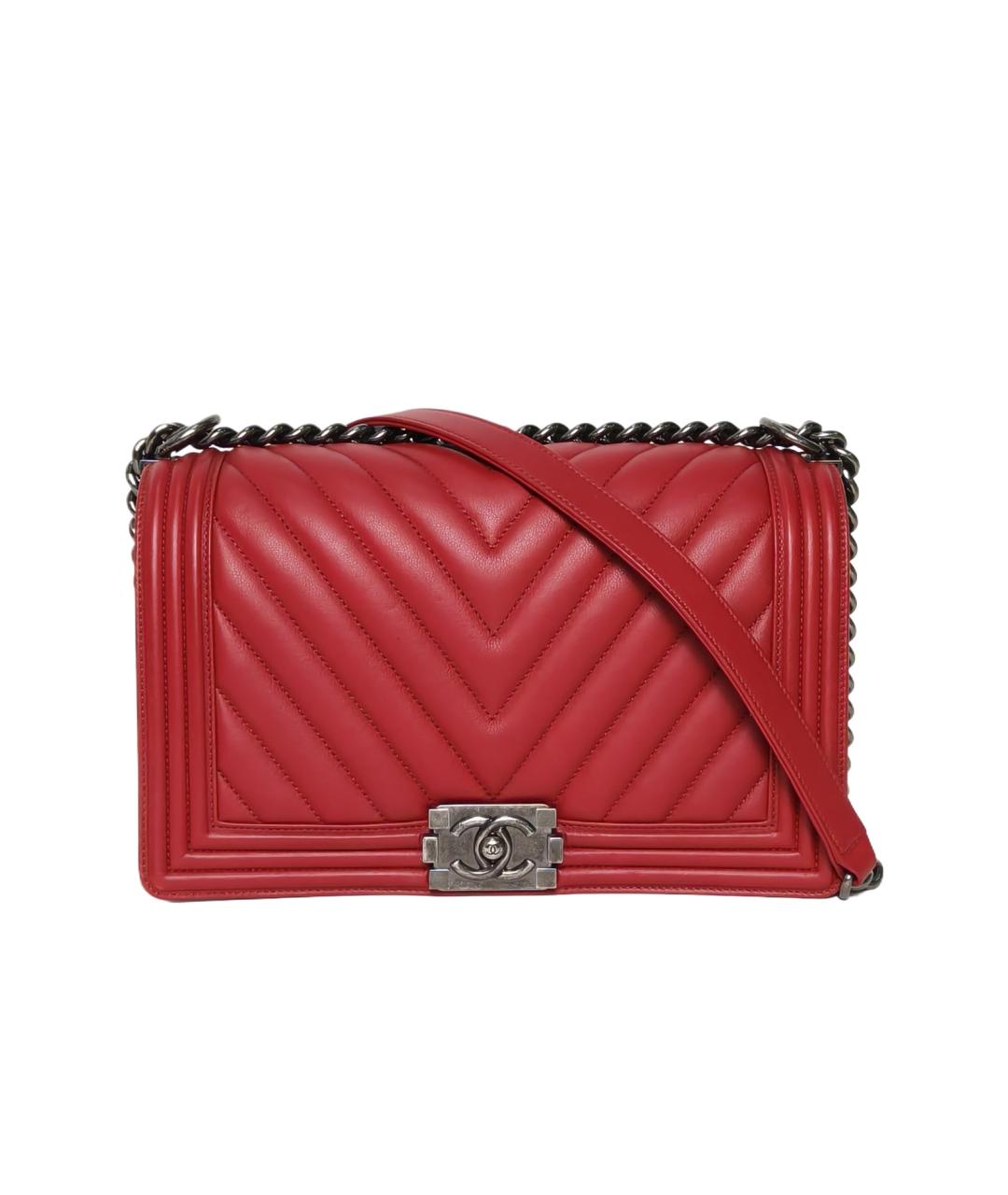 CHANEL Красная кожаная сумка через плечо, фото 10