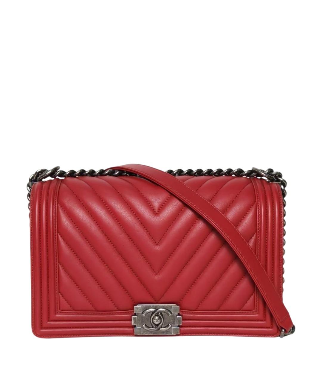 CHANEL Красная кожаная сумка через плечо, фото 1