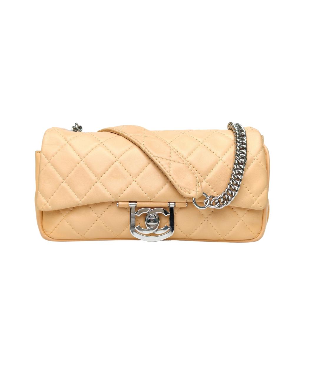 CHANEL Бежевая кожаная сумка через плечо, фото 9