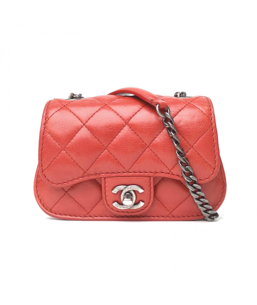 CHANEL Красная кожаная сумка через плечо, фото 2
