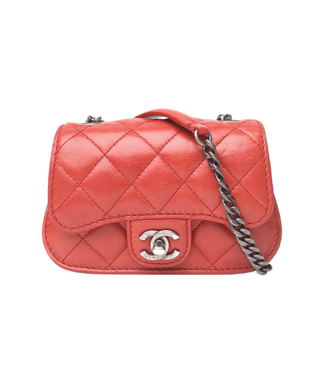 CHANEL Красная кожаная сумка через плечо, фото 10