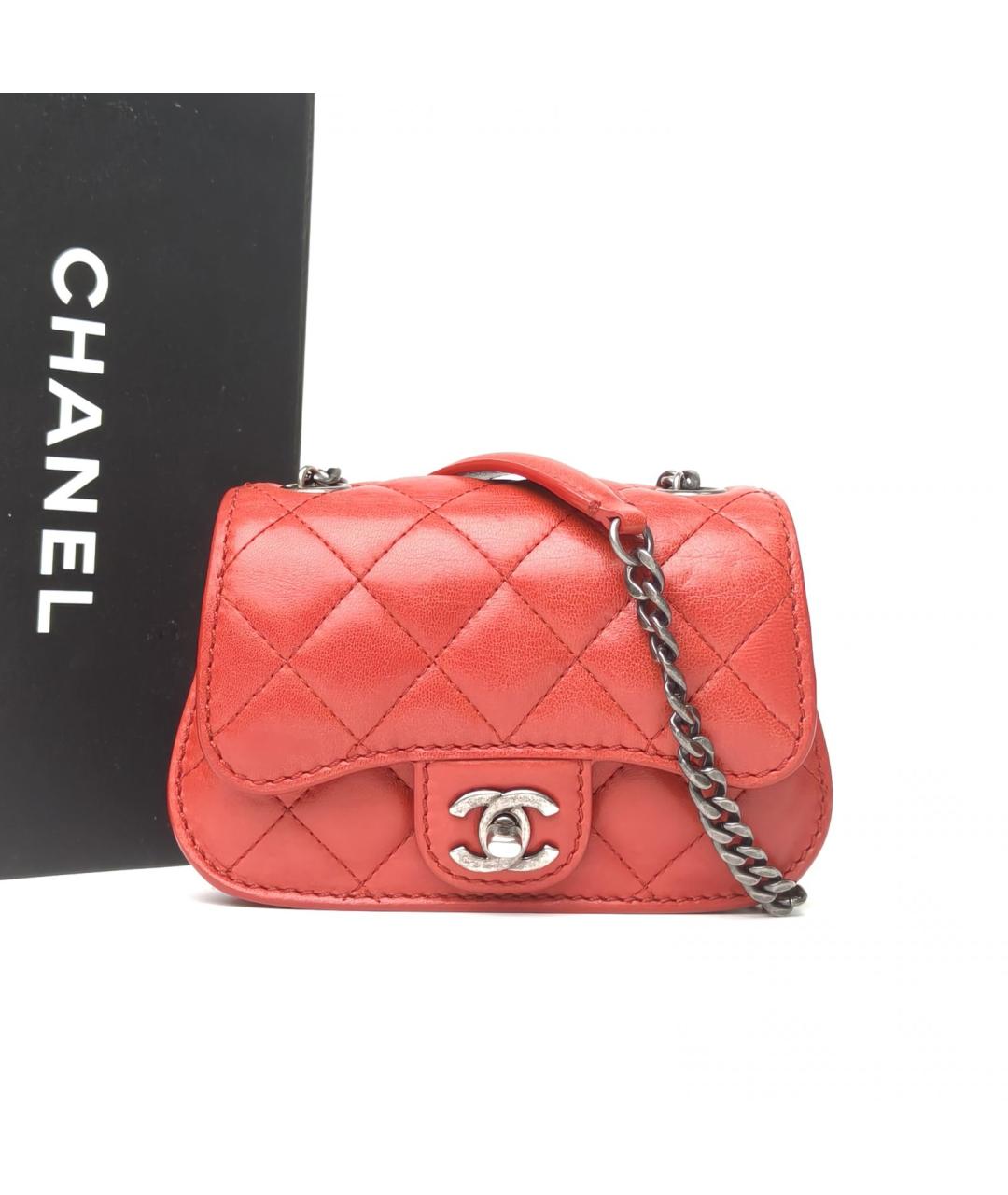 CHANEL Красная кожаная сумка через плечо, фото 9
