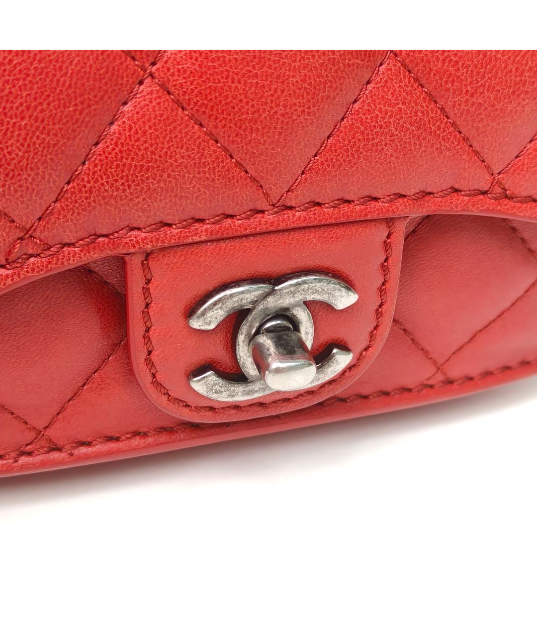 CHANEL Красная кожаная сумка через плечо, фото 6