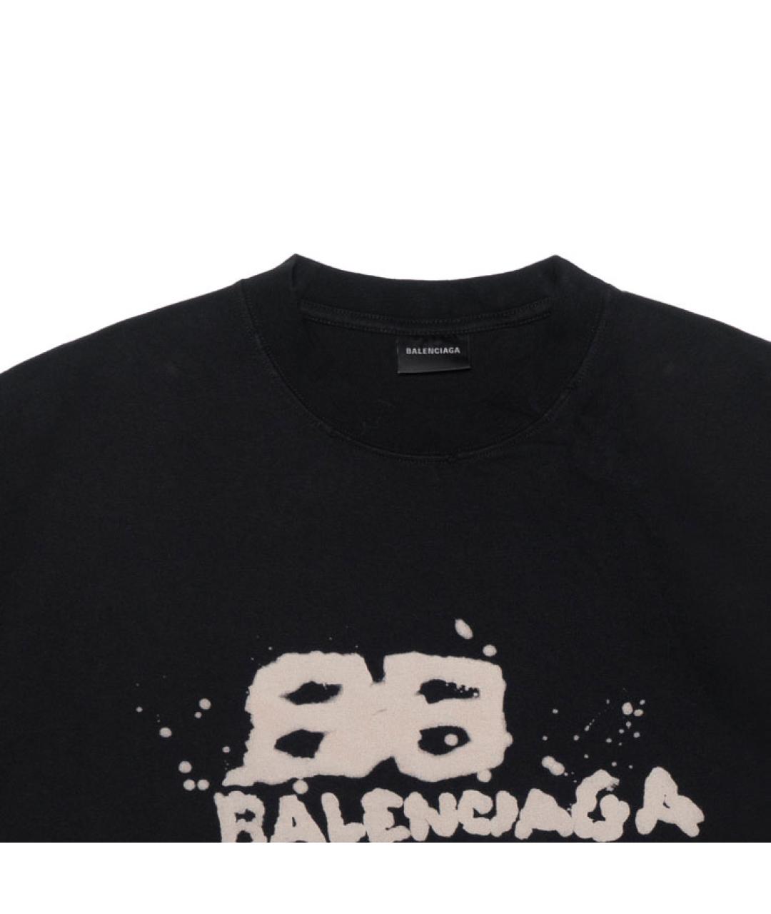 BALENCIAGA Черная хлопковая футболка, фото 3