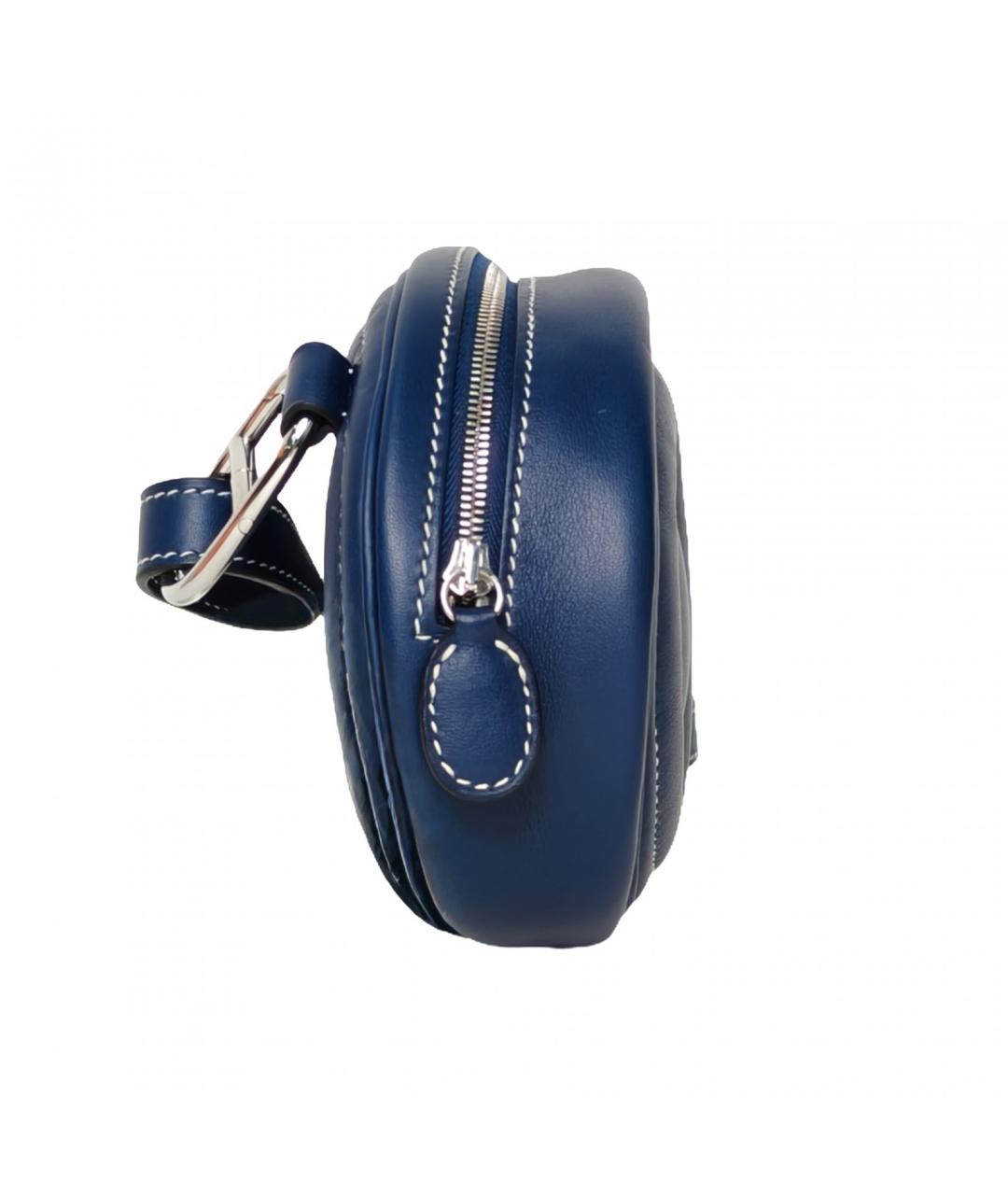 HERMES Синяя кожаная поясная сумка, фото 3