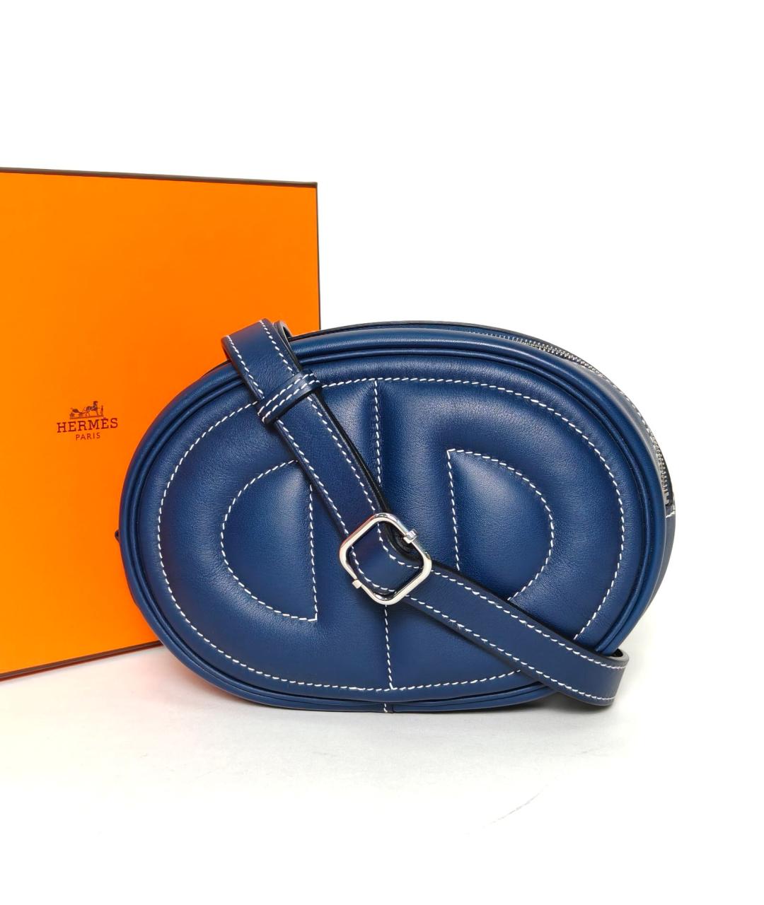 HERMES Синяя кожаная поясная сумка, фото 8