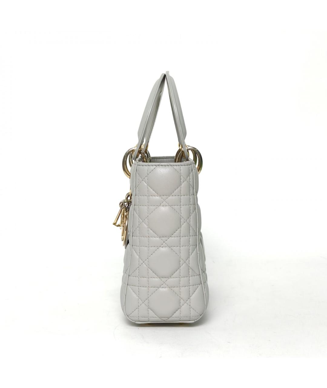 CHRISTIAN DIOR Серая кожаная сумка с короткими ручками, фото 3