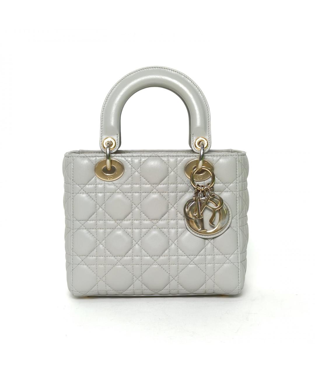 CHRISTIAN DIOR Серая кожаная сумка с короткими ручками, фото 2