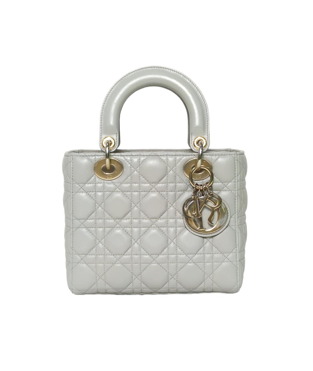 CHRISTIAN DIOR Серая кожаная сумка с короткими ручками, фото 10