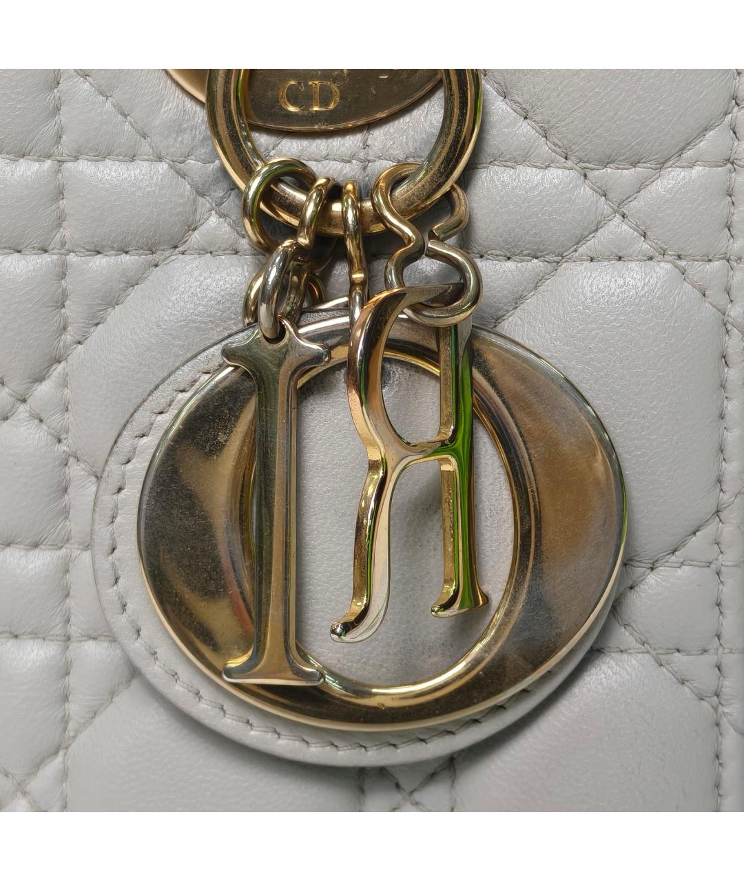 CHRISTIAN DIOR Серая кожаная сумка с короткими ручками, фото 7