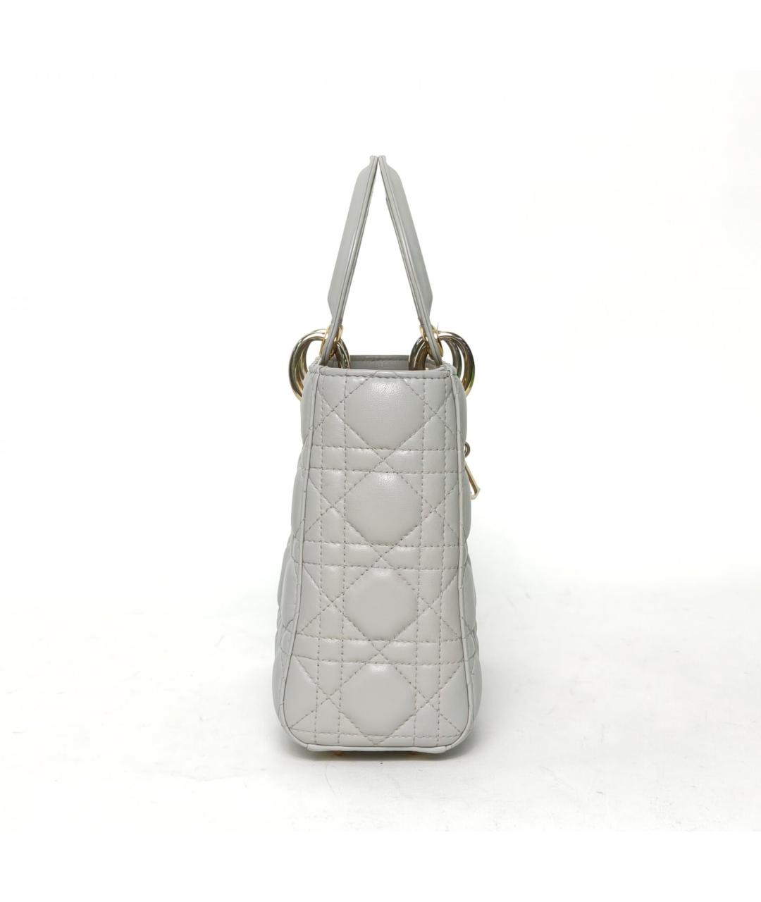 CHRISTIAN DIOR Серая кожаная сумка с короткими ручками, фото 5