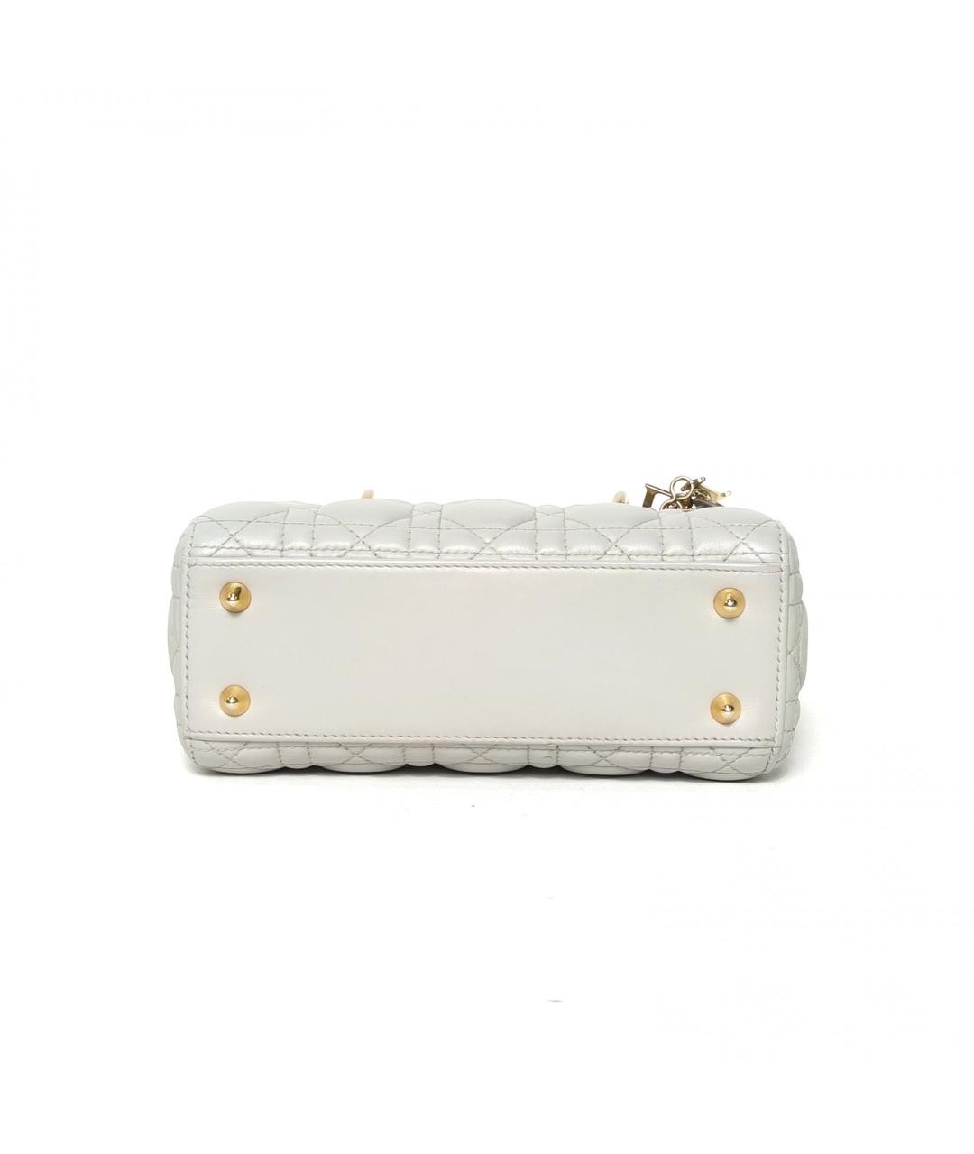 CHRISTIAN DIOR Серая кожаная сумка с короткими ручками, фото 6