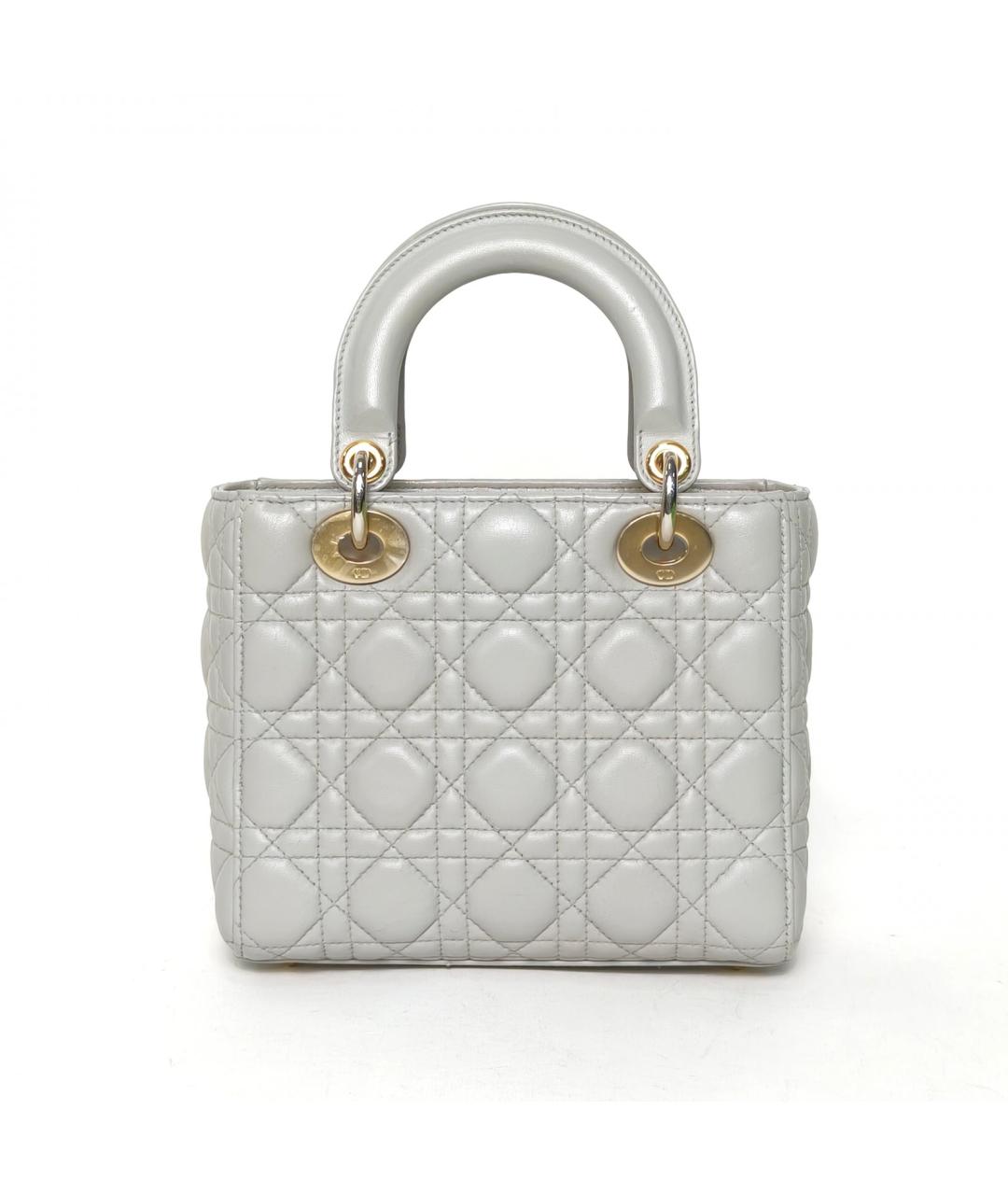 CHRISTIAN DIOR Серая кожаная сумка с короткими ручками, фото 4