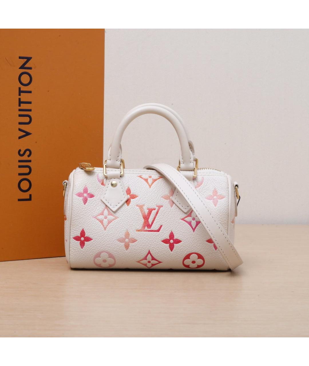 LOUIS VUITTON Бежевая кожаная сумка с короткими ручками, фото 2