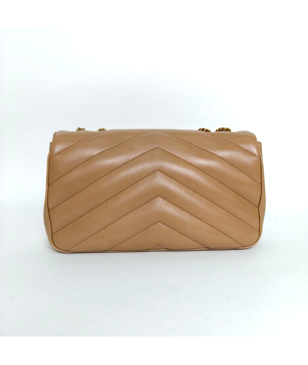 SAINT LAURENT Бежевая кожаная сумка через плечо, фото 4