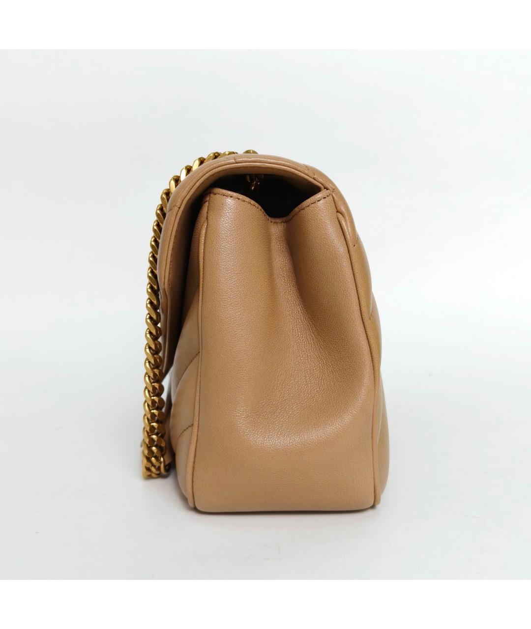 SAINT LAURENT Бежевая кожаная сумка через плечо, фото 5