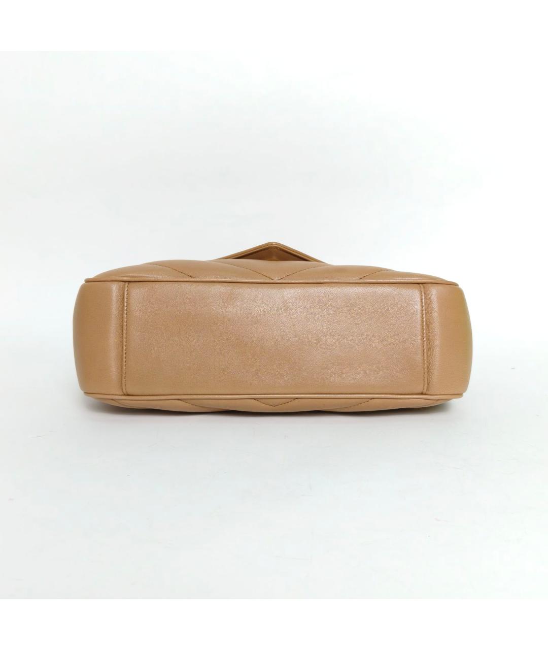 SAINT LAURENT Бежевая кожаная сумка через плечо, фото 6