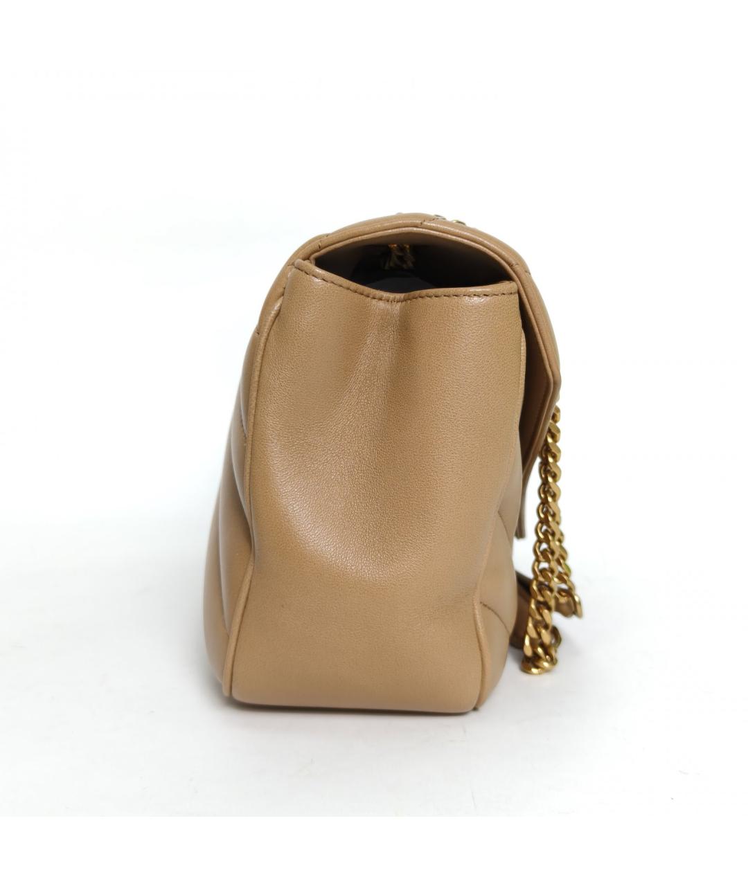 SAINT LAURENT Бежевая кожаная сумка через плечо, фото 3