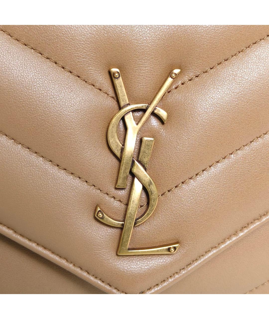 SAINT LAURENT Бежевая кожаная сумка через плечо, фото 7