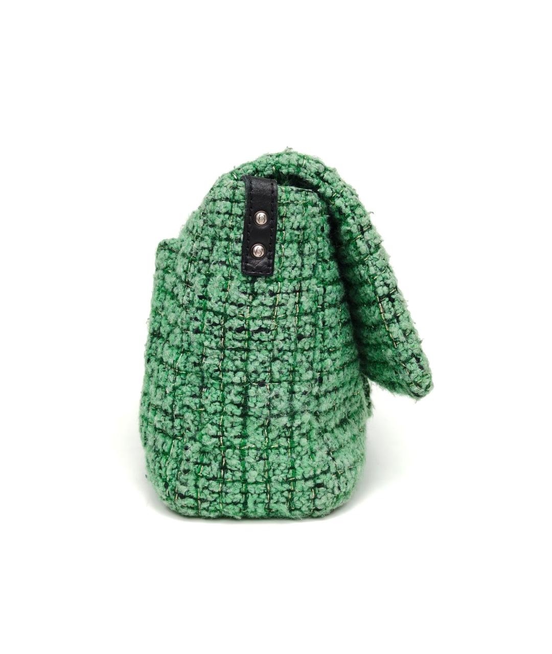 CHANEL Зеленая твидовая сумка через плечо, фото 5