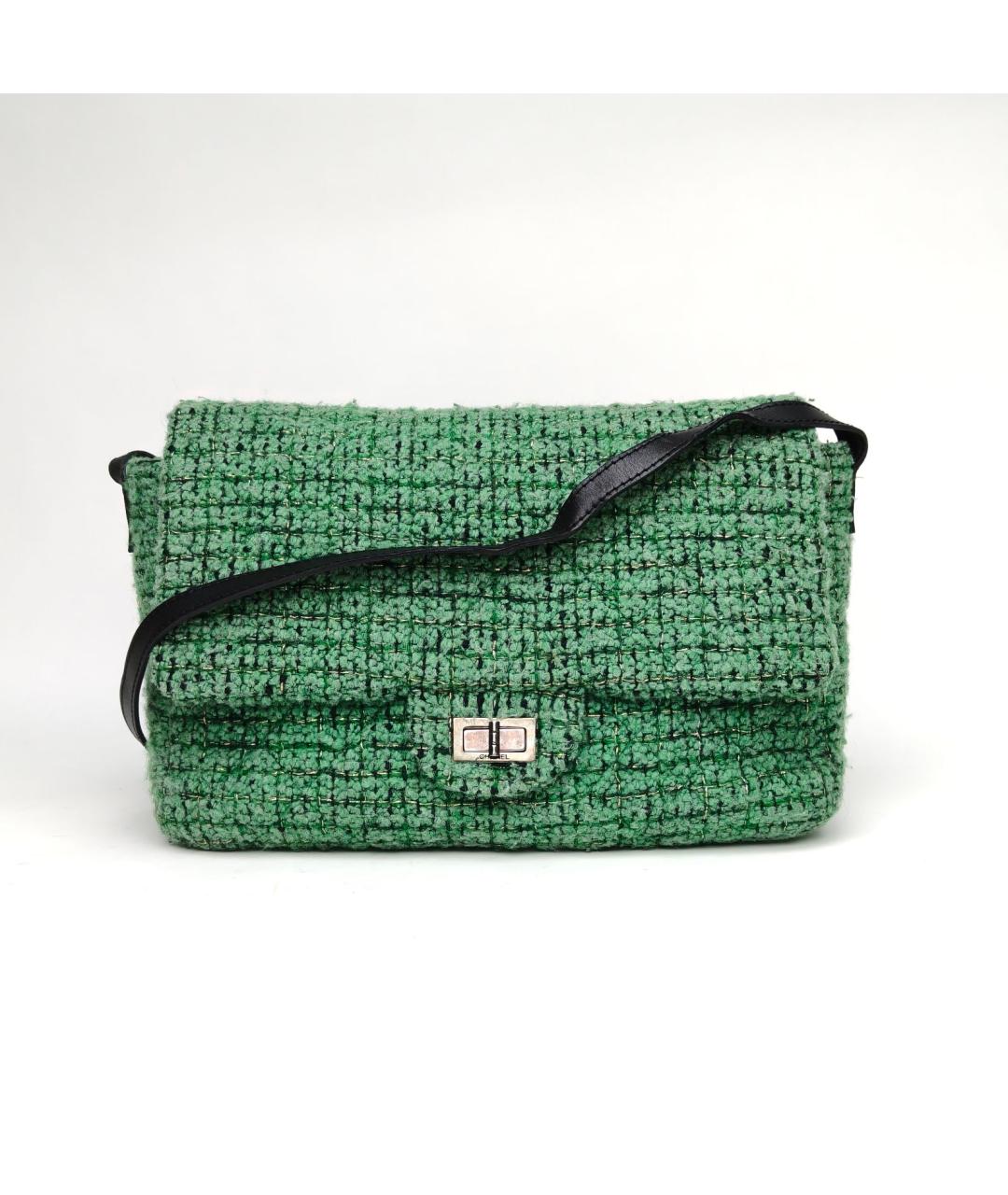 CHANEL Зеленая твидовая сумка через плечо, фото 2
