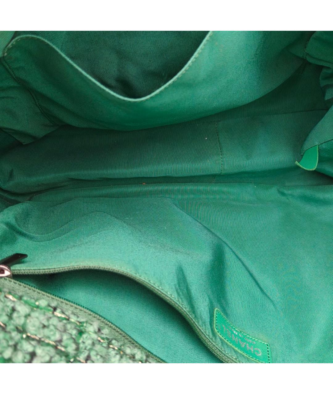 CHANEL Зеленая твидовая сумка через плечо, фото 7