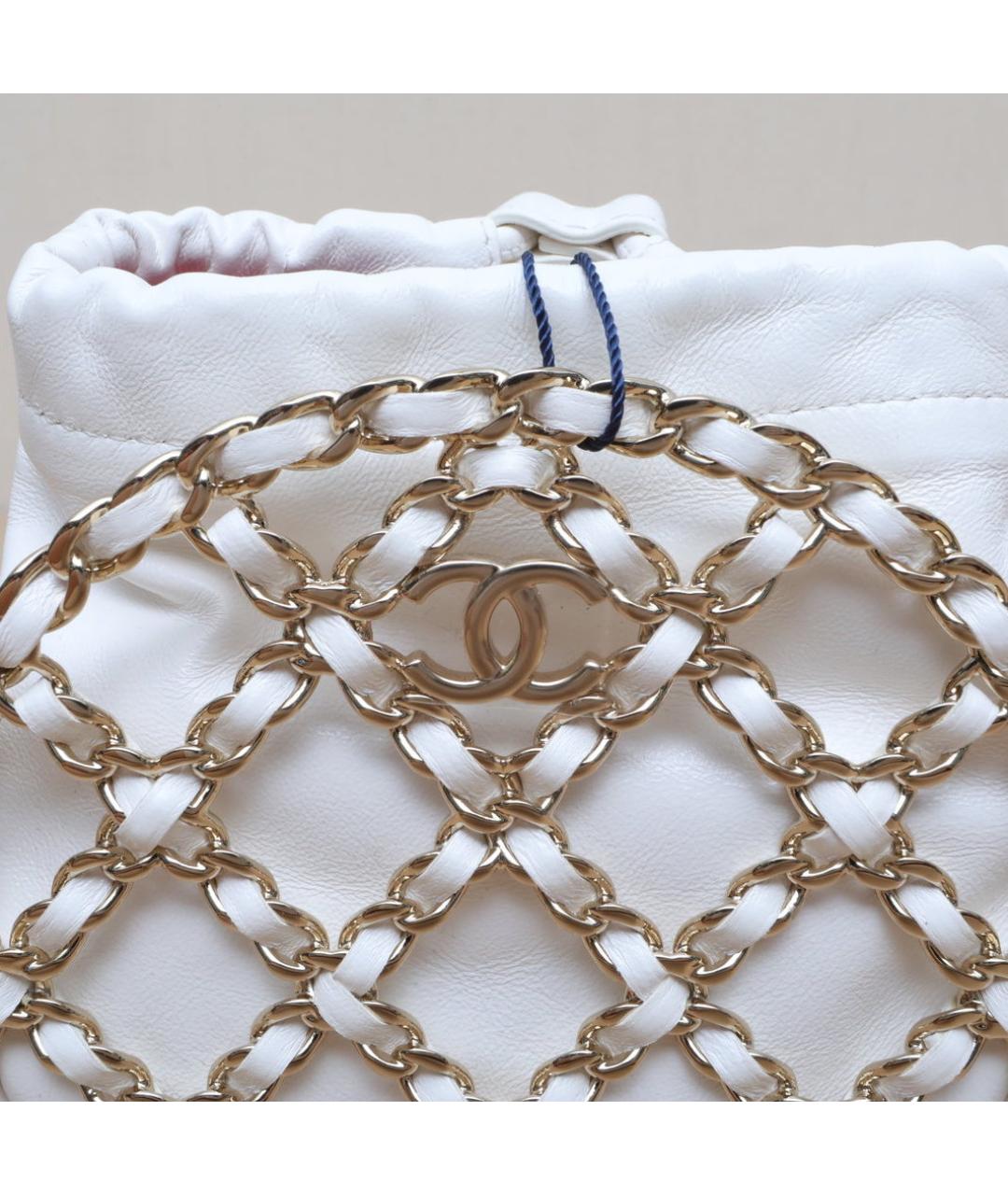 CHANEL Белая кожаная сумка через плечо, фото 7