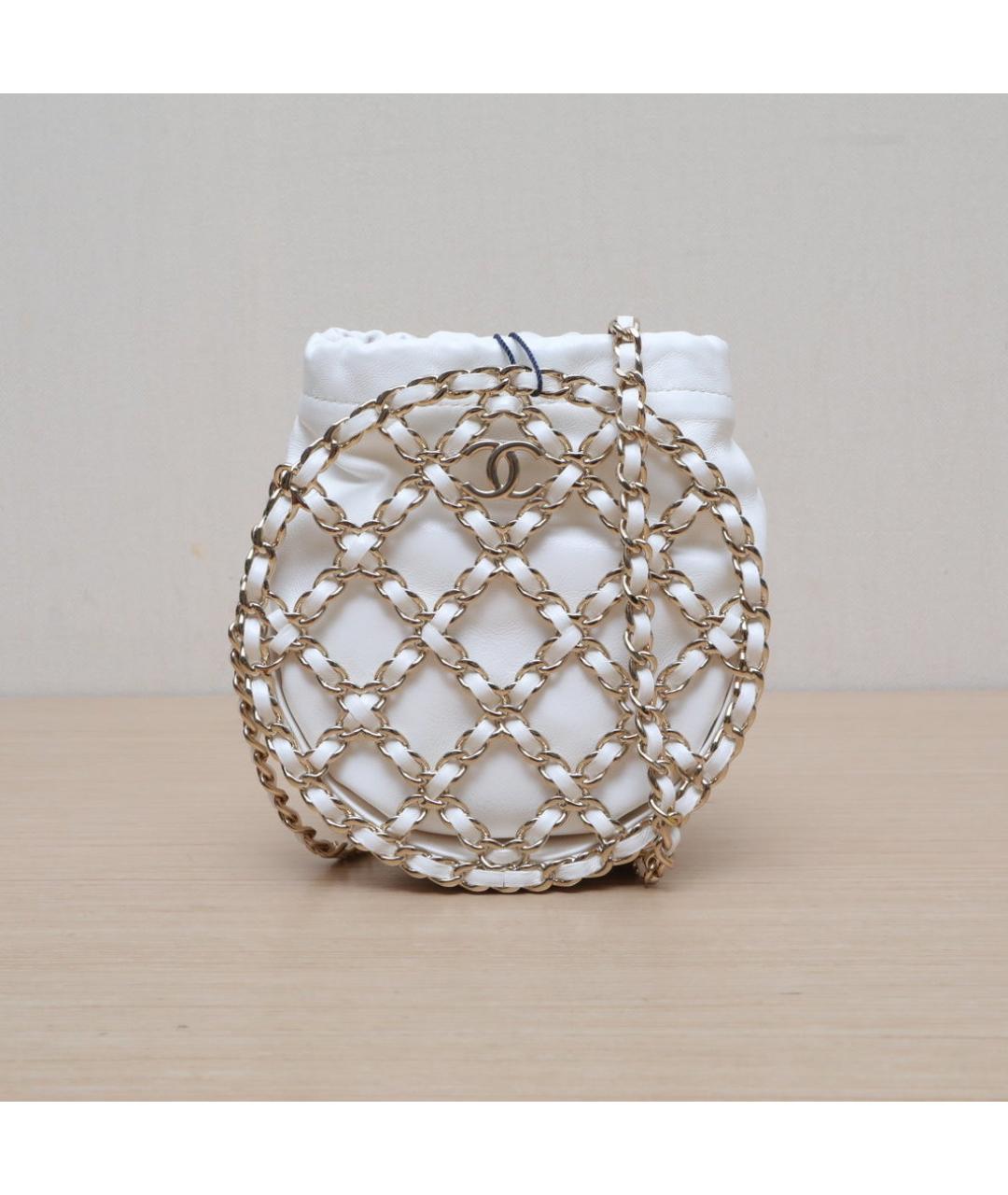 CHANEL Белая кожаная сумка через плечо, фото 2